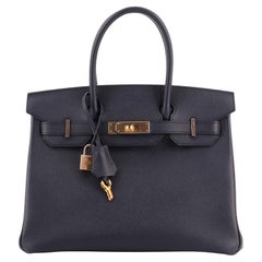 Hermes Birkin Handbag Bleu Indigo Epsom with Rose Gold Hardware 30