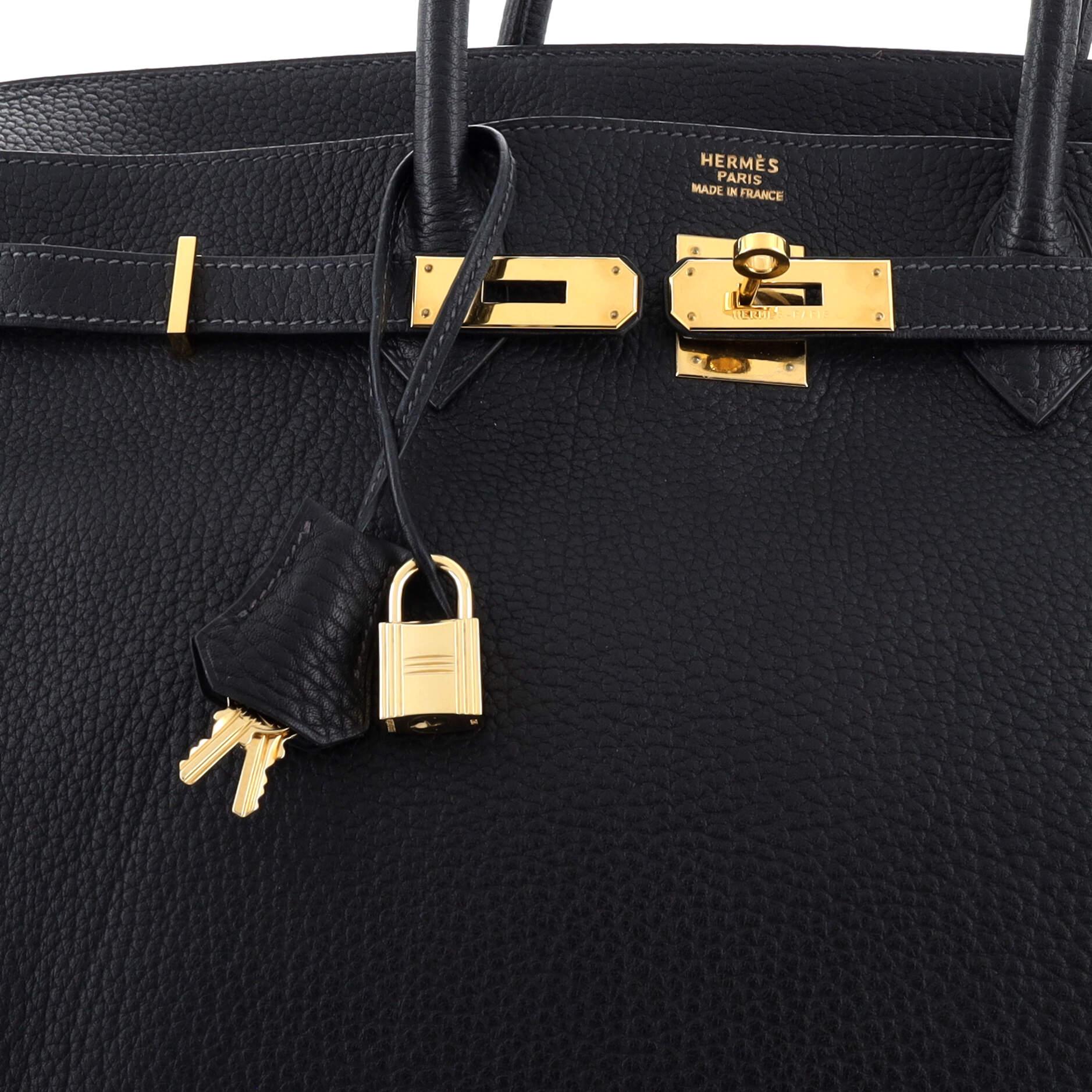 Hermes Birkin Handbag Bleu Indigo Fjord with Gold Hardware 40 2