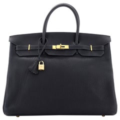 Hermes Birkin Handbag Bleu Indigo Fjord with Gold Hardware 40