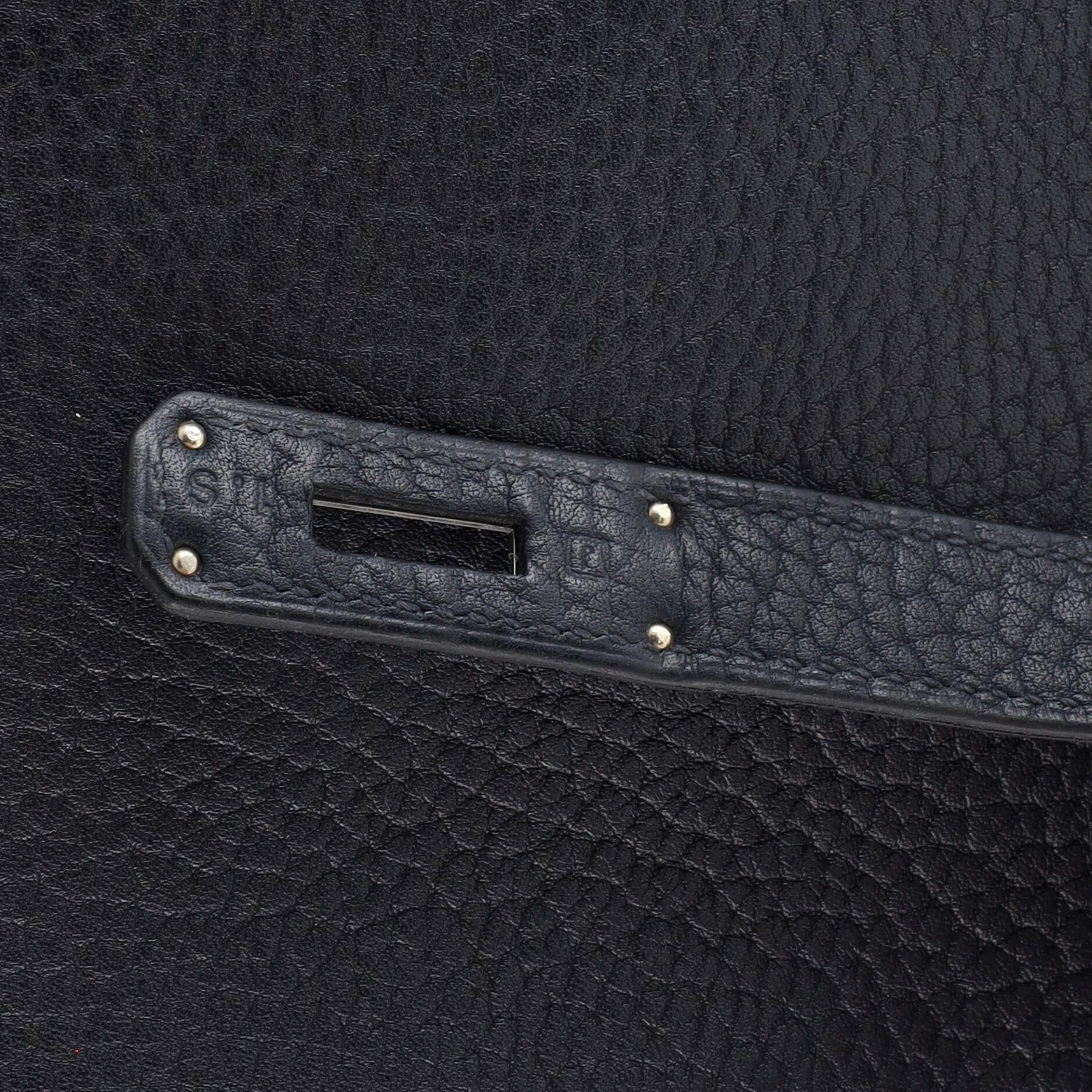 Hermes Birkin Handbag Bleu Indigo Fjord with Palladium Hardware 35 8