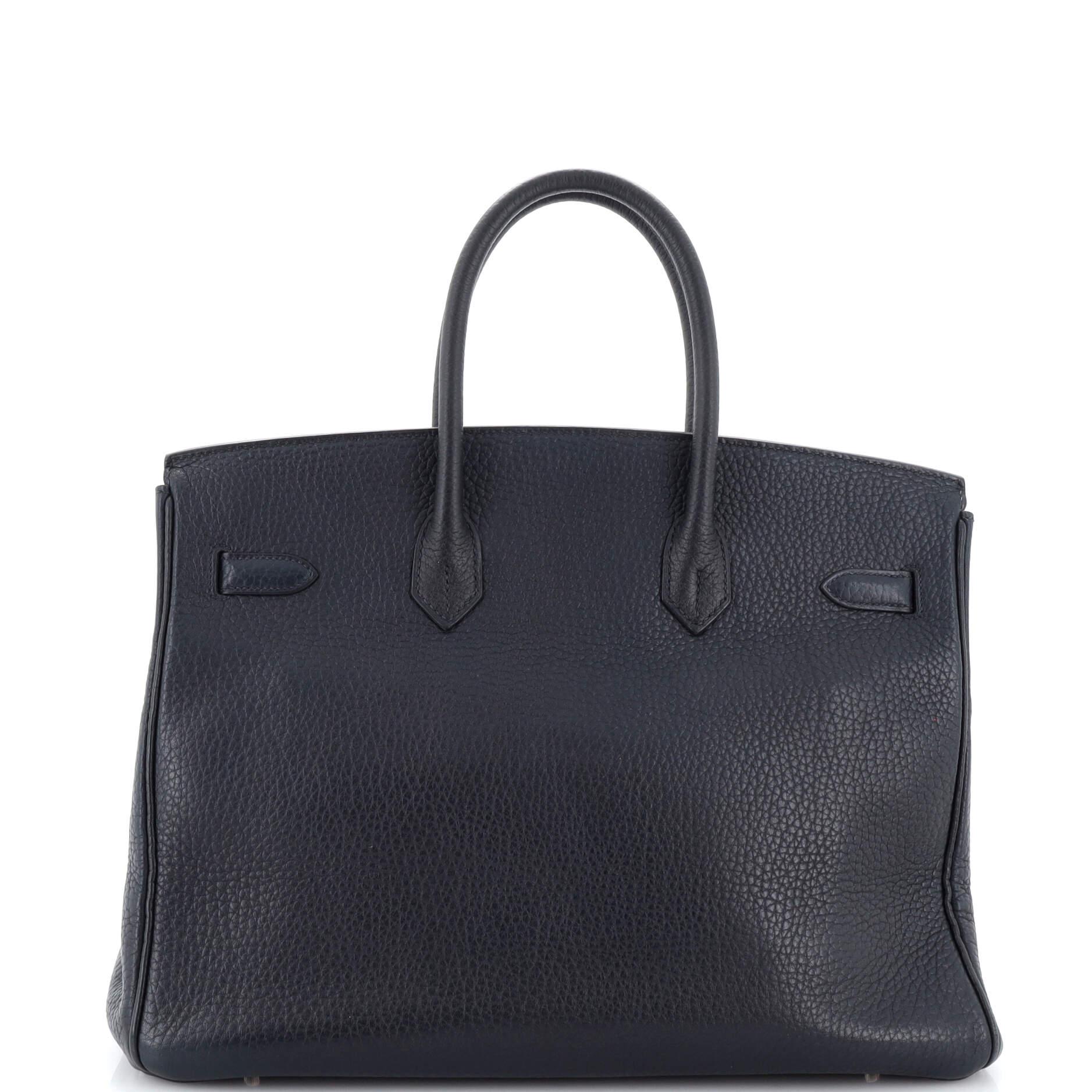 Hermes Birkin Handbag Bleu Indigo Fjord with Palladium Hardware 35 In Good Condition In NY, NY