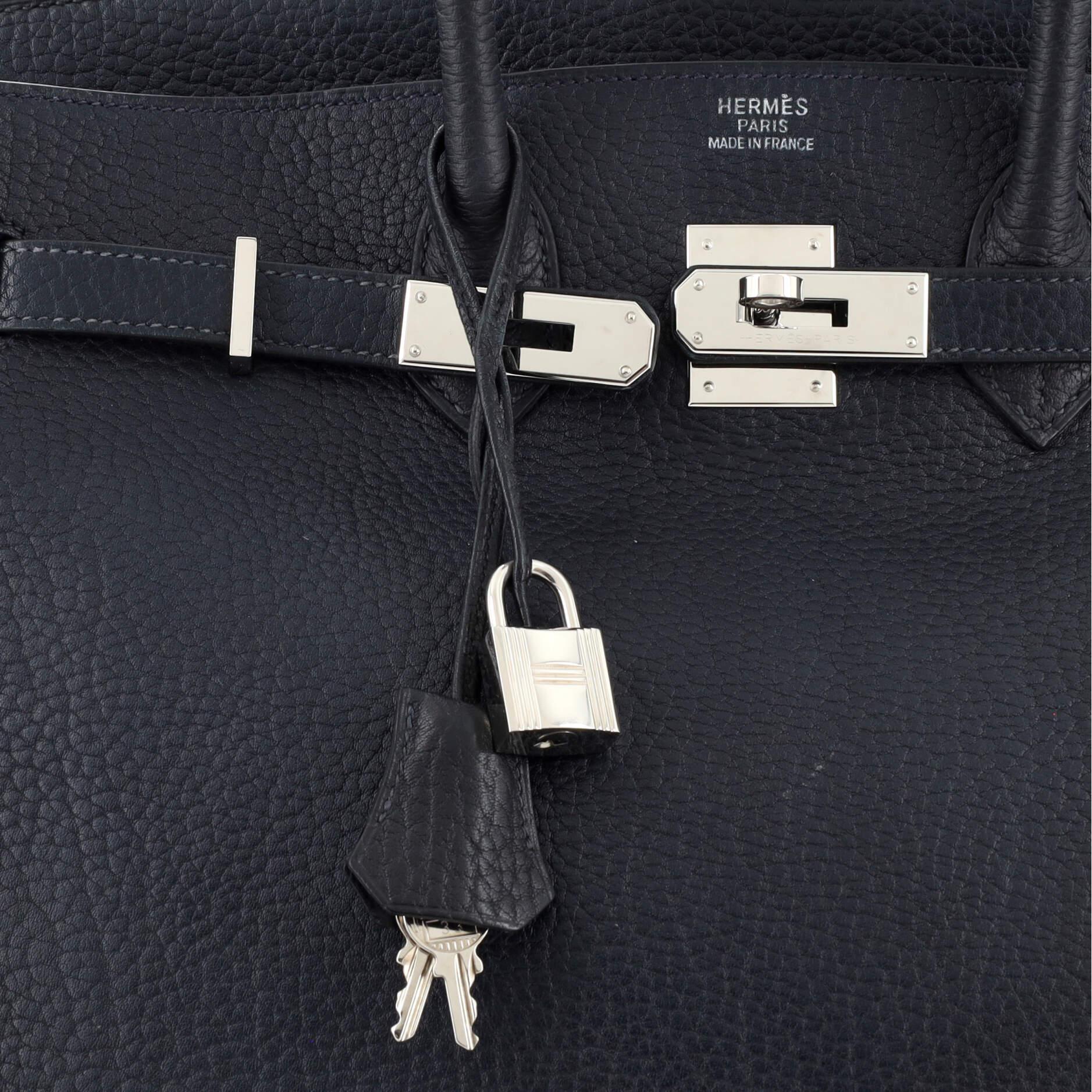 Hermes Birkin Handbag Bleu Indigo Fjord with Palladium Hardware 35 2