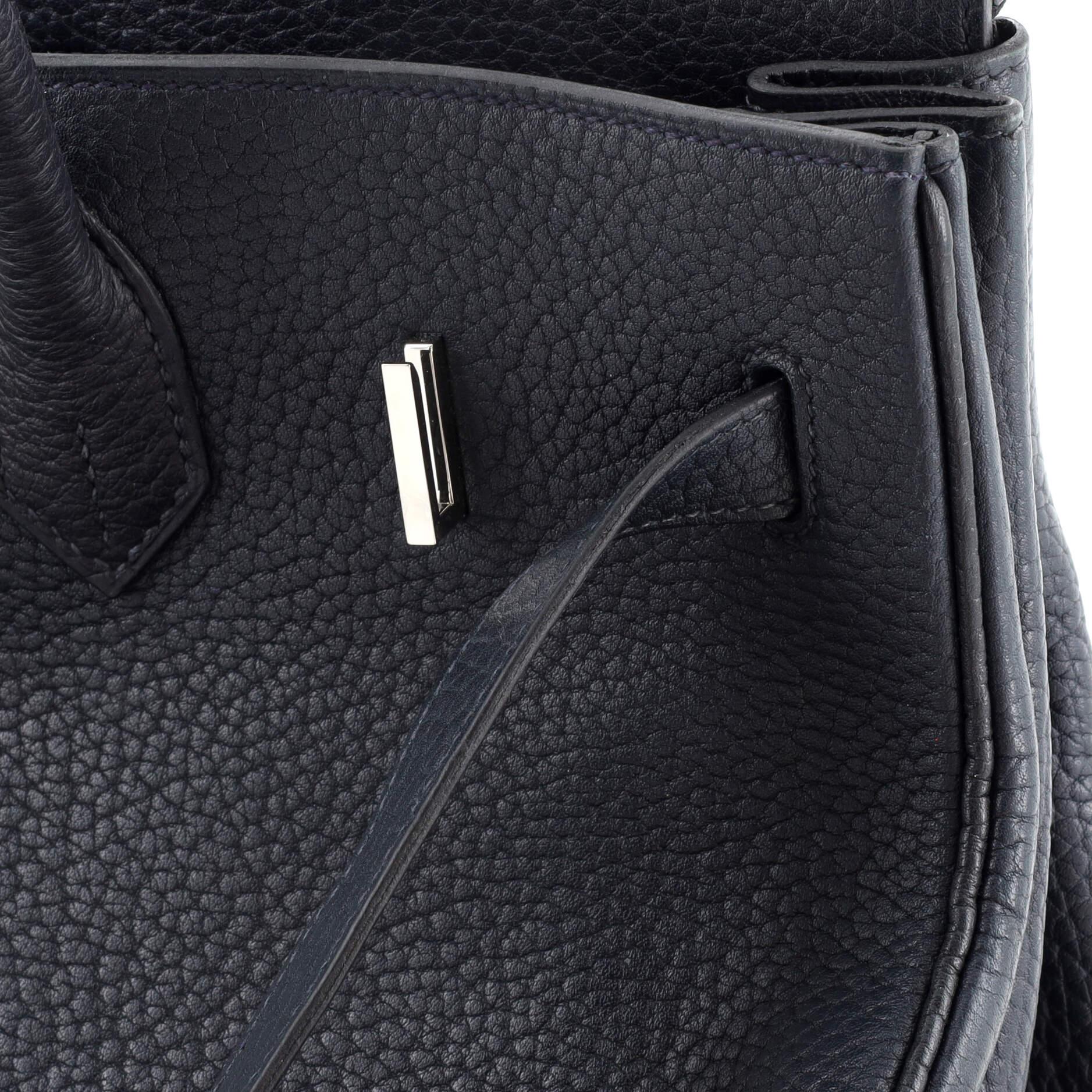 Hermes Birkin Handbag Bleu Indigo Fjord with Palladium Hardware 35 4