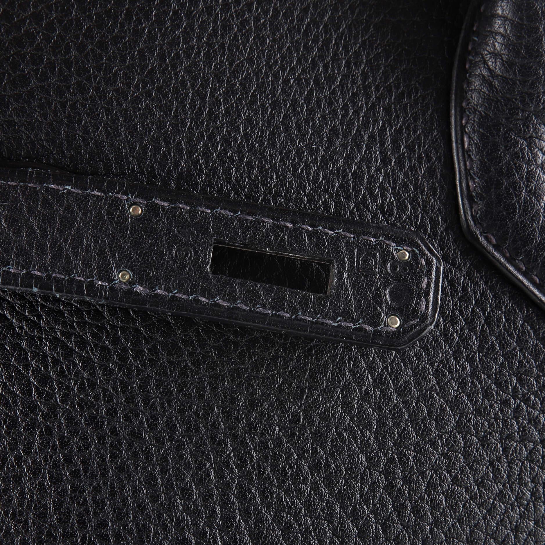 Hermes Birkin Handbag Bleu Indigo Fjord with Palladium Hardware 40 For Sale 8