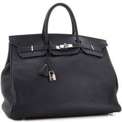Hermes Birkin Handbag Bleu Indigo Fjord with Palladium Hardware 40
