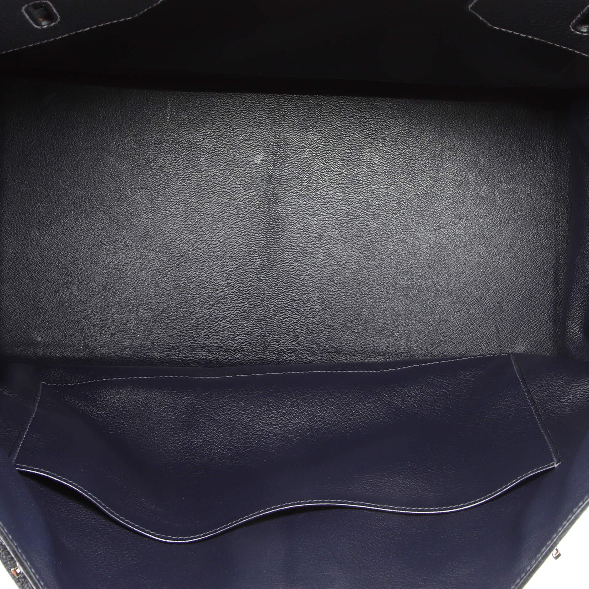 Hermes Birkin Handbag Bleu Indigo Fjord with Palladium Hardware 40 For Sale 1