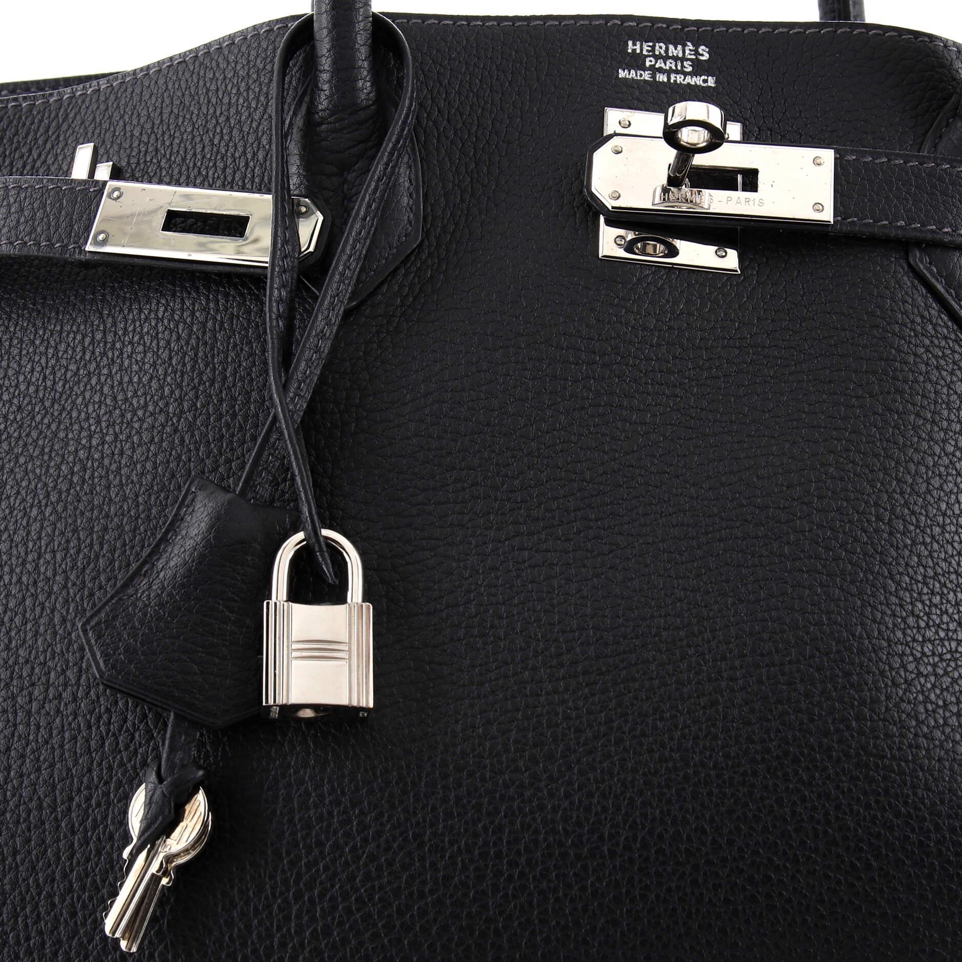 Hermes Birkin Handbag Bleu Indigo Fjord with Palladium Hardware 40 For Sale 2