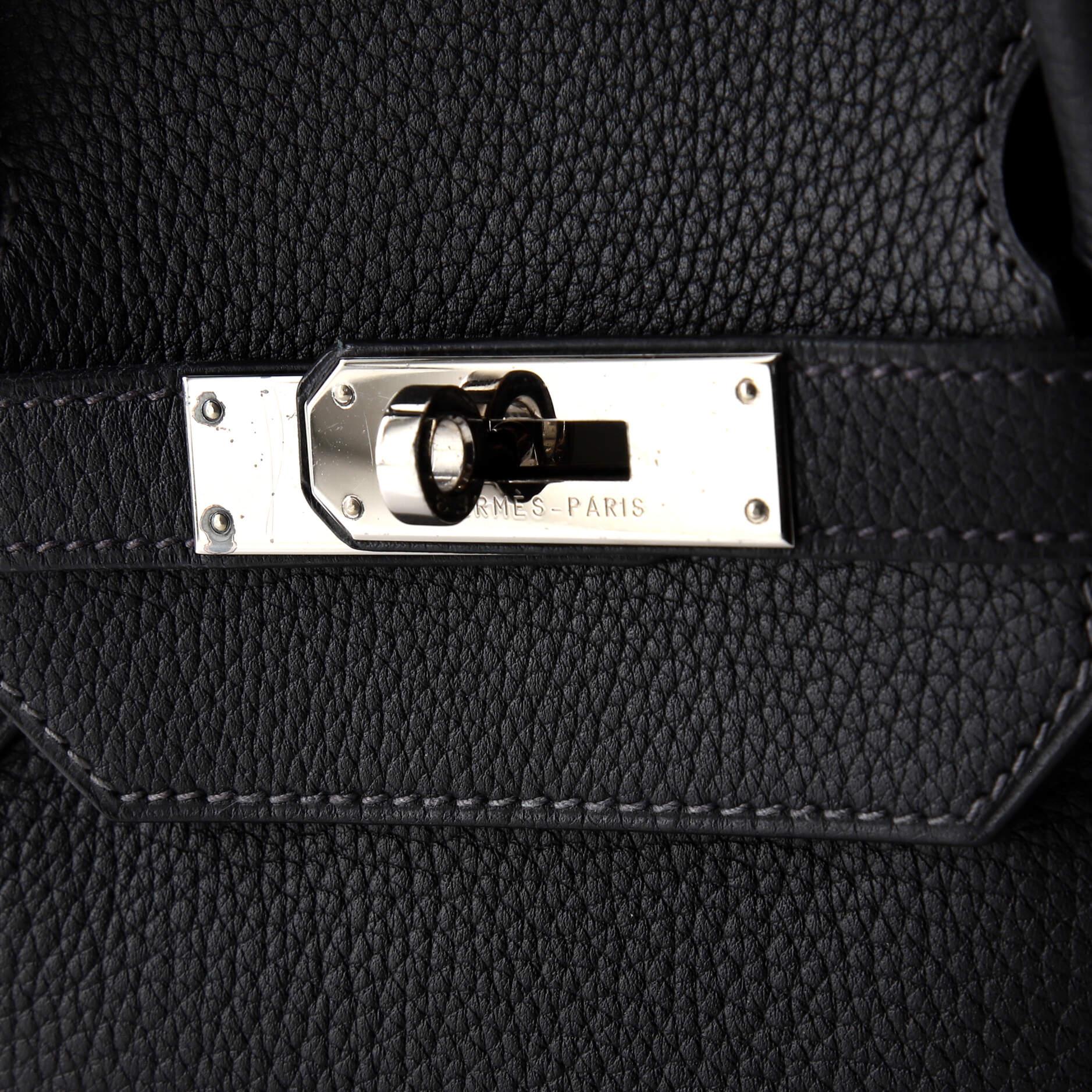 Hermes Birkin Handbag Bleu Indigo Fjord with Palladium Hardware 40 For Sale 3