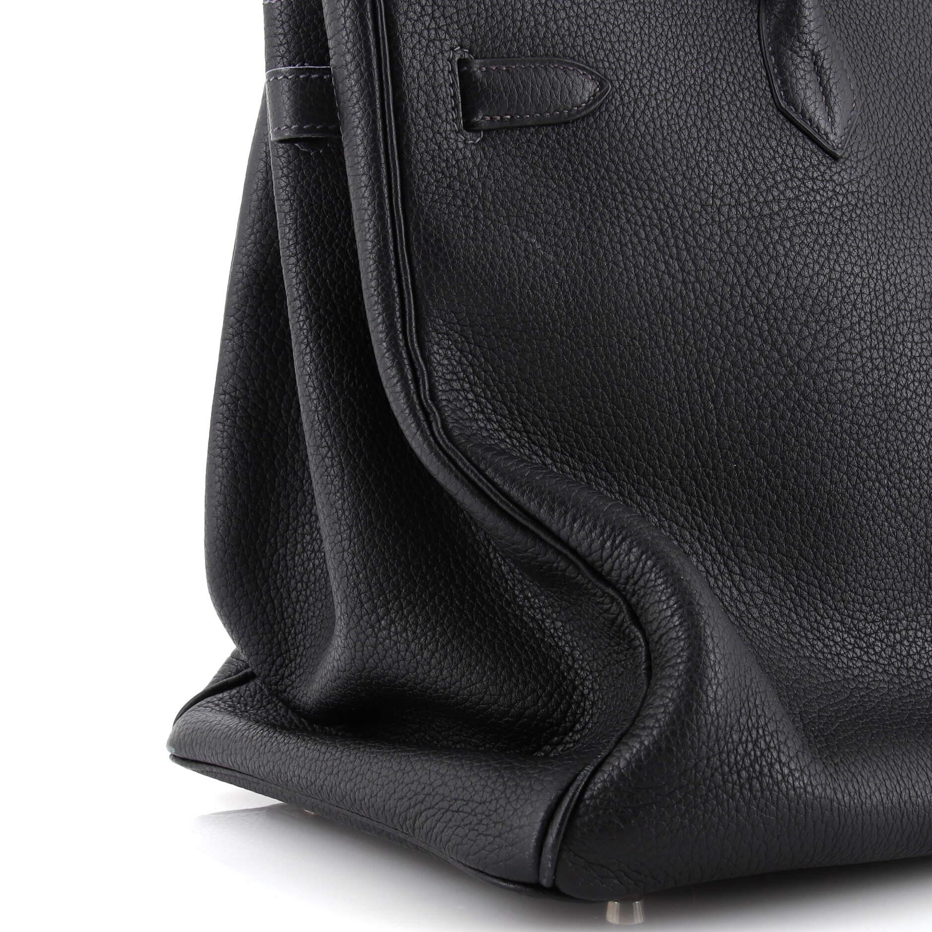 Hermes Birkin Handbag Bleu Indigo Fjord with Palladium Hardware 40 For Sale 4