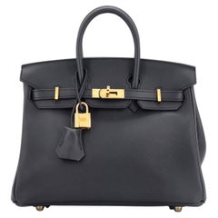 Hermes Birkin Handbag Bleu Indigo Swift with Gold Hardware 25