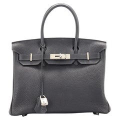 Hermes Birkin Handbag Bleu Indigo Togo with Palladium Hardware 30