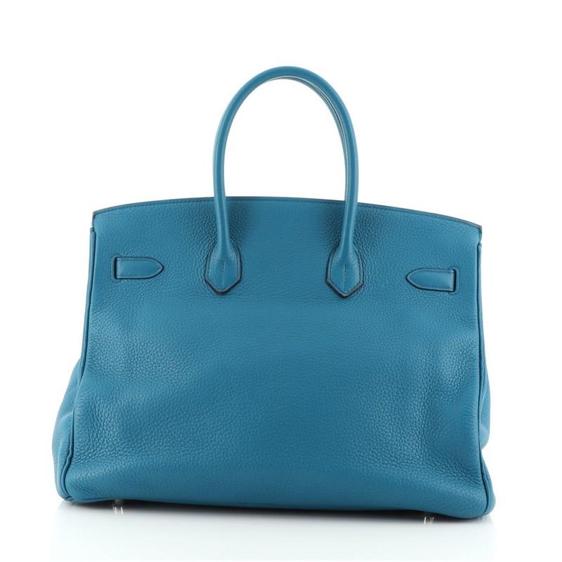 hermes birkin handbag bleu izmir clemence with palladium hardware 30