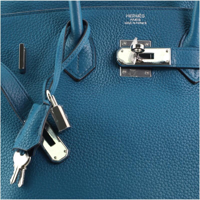 Women's or Men's Hermes Birkin Handbag Bleu Izmir Clemence with Palladium Hardware 35