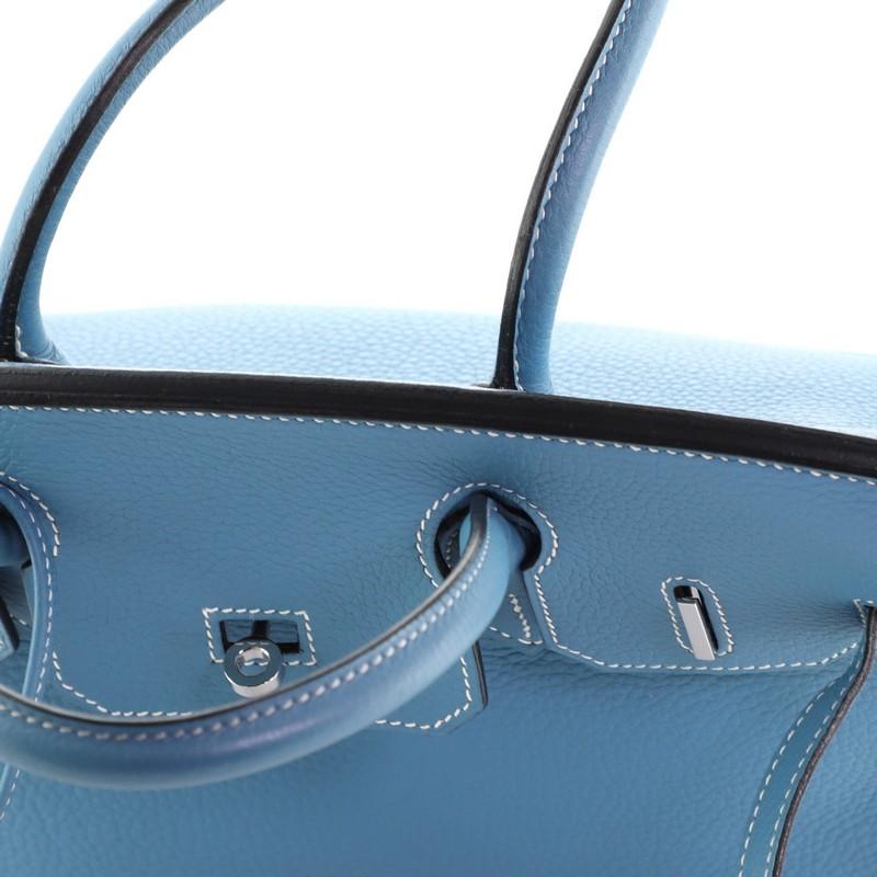 Hermes Birkin Handbag Bleu Jean Clemence with Palladium Hardware 30 3