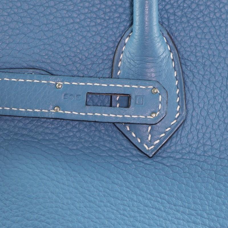 Hermes Birkin Handbag Bleu Jean Clemence with Palladium Hardware 30 5