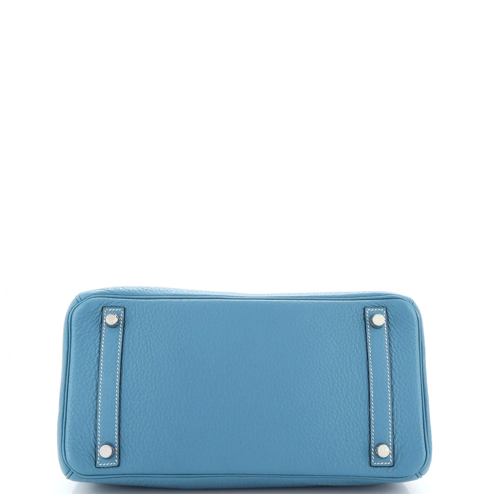 Women's Hermes Birkin Handbag Bleu Jean Clemence with Palladium Hardware 30 For Sale