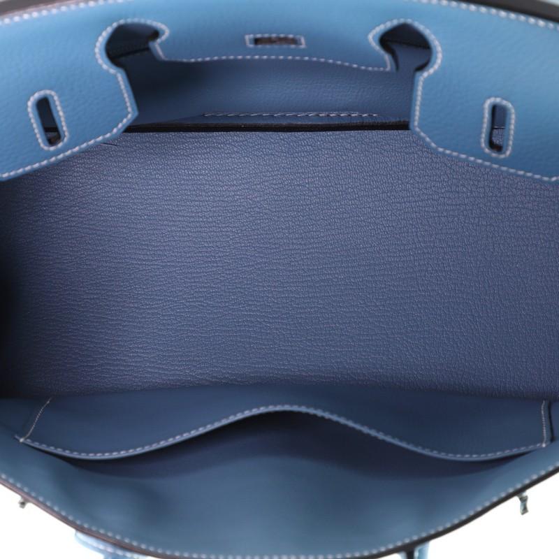 Hermes Birkin Handbag Bleu Jean Clemence with Palladium Hardware 30 In Good Condition In NY, NY