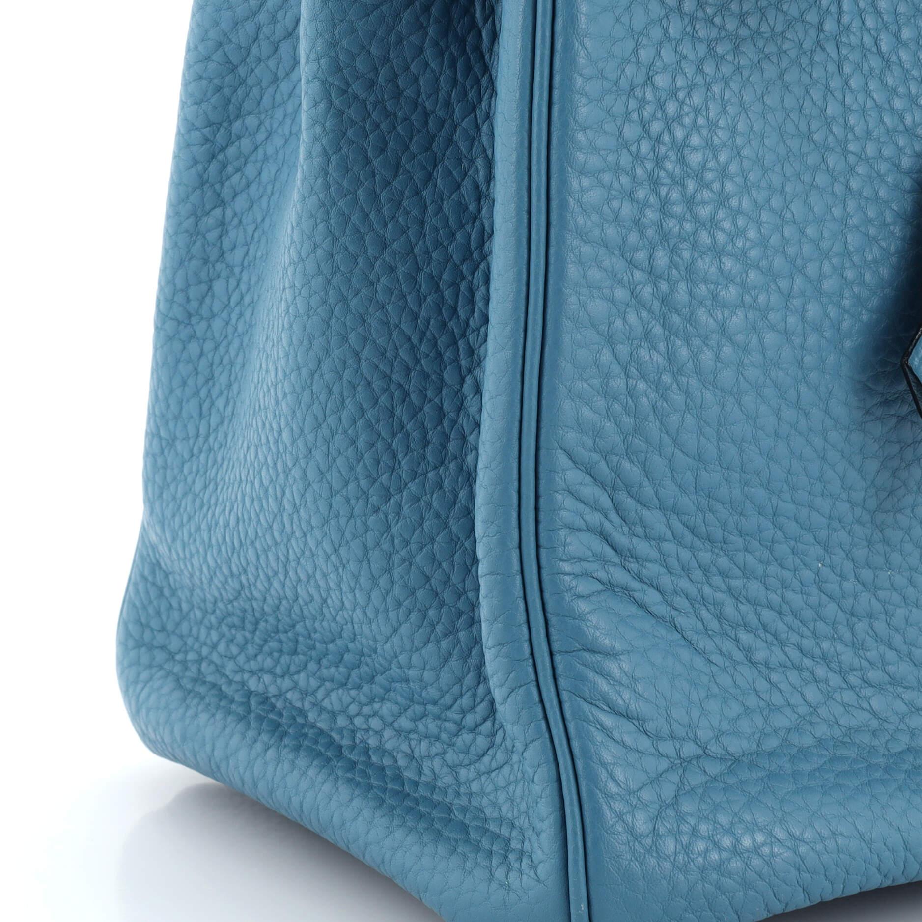 Hermes Birkin Handbag Bleu Jean Clemence with Palladium Hardware 30 For Sale 3