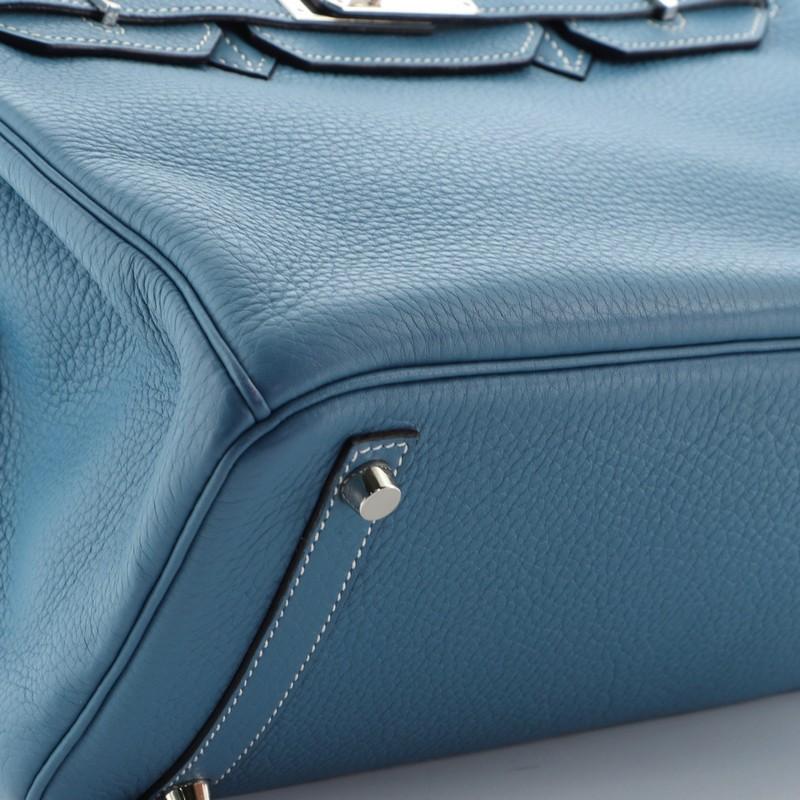 Hermes Birkin Handbag Bleu Jean Clemence with Palladium Hardware 30 1