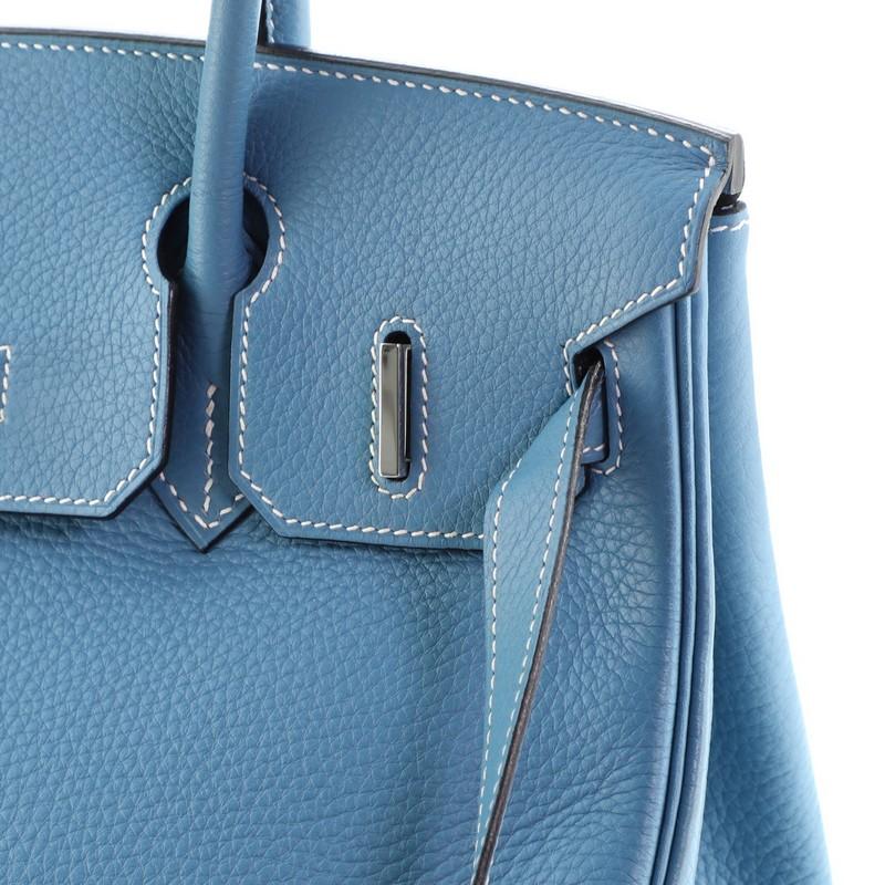Hermes Birkin Handbag Bleu Jean Clemence with Palladium Hardware 30 2