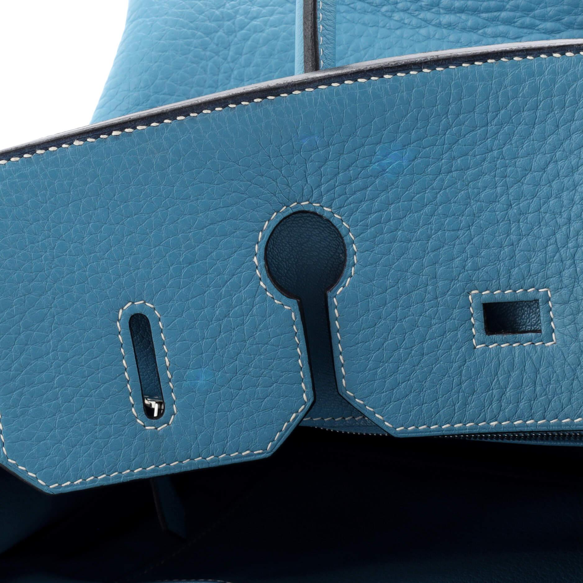 Hermes Birkin Handbag Bleu Jean Clemence with Palladium Hardware 35 7
