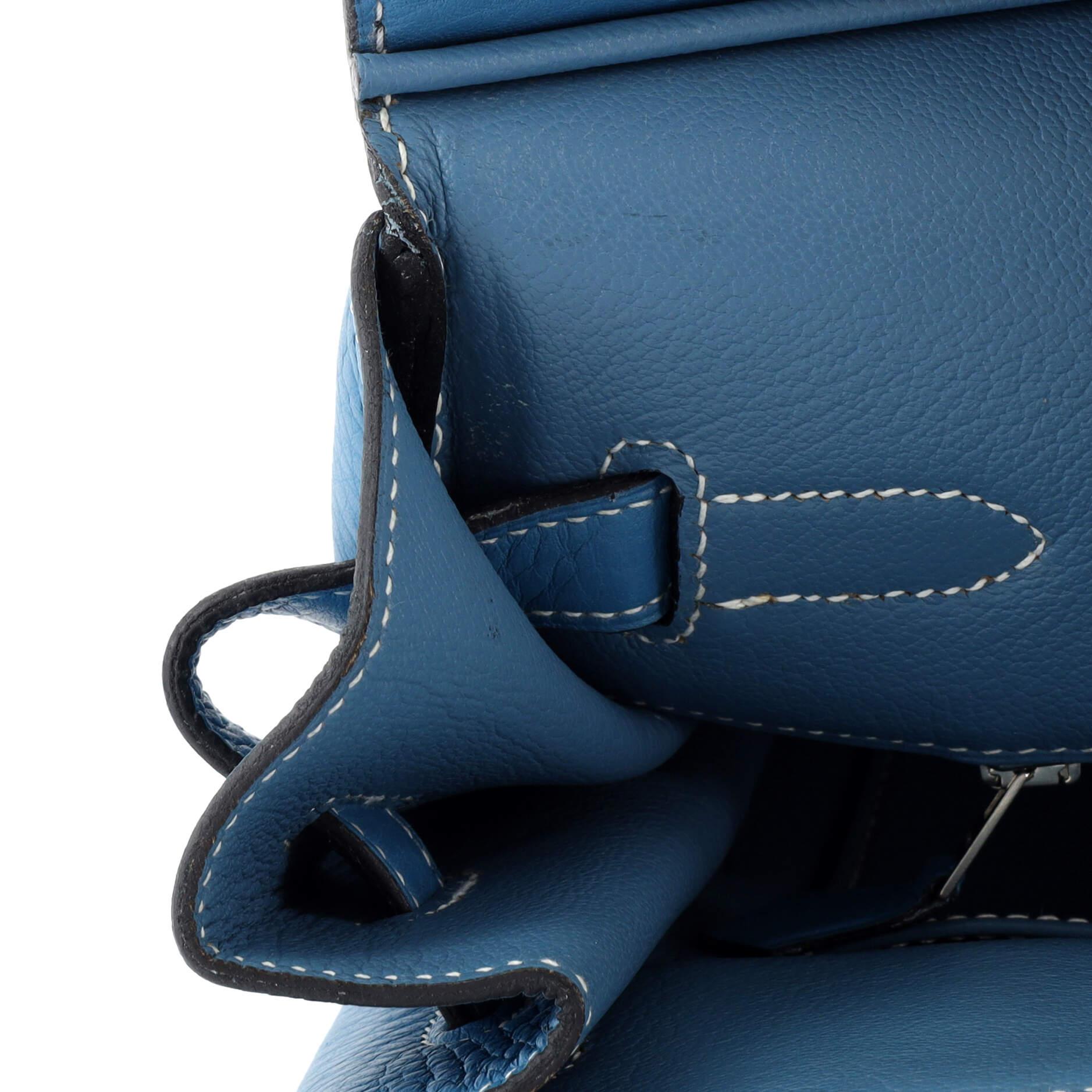 Hermes Birkin Handbag Bleu Jean Clemence with Palladium Hardware 35 7