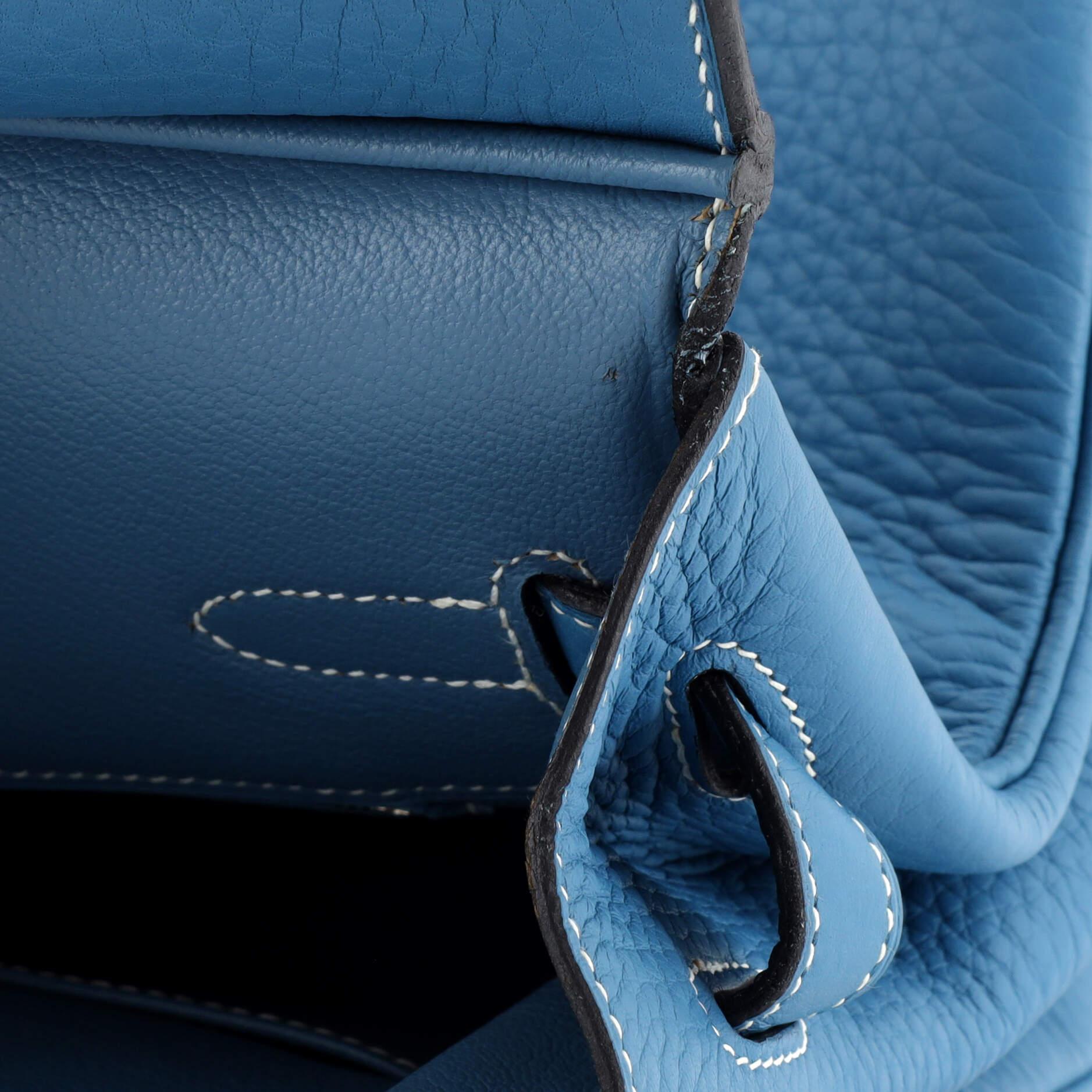 Hermes Birkin Handbag Bleu Jean Clemence with Palladium Hardware 35 8