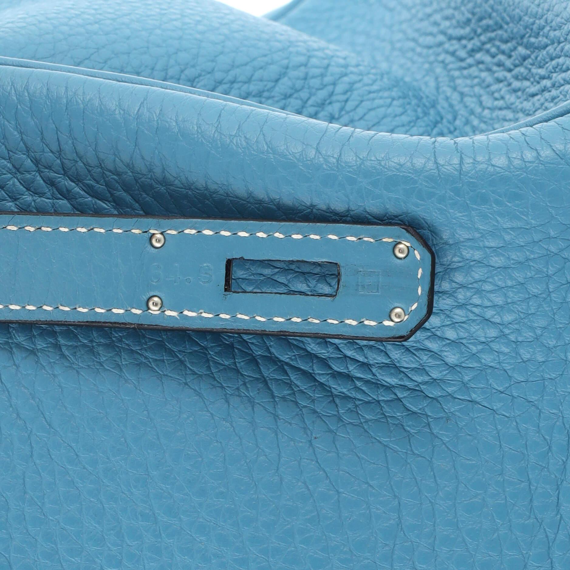 Hermes Birkin Handbag Bleu Jean Clemence with Palladium Hardware 35 9