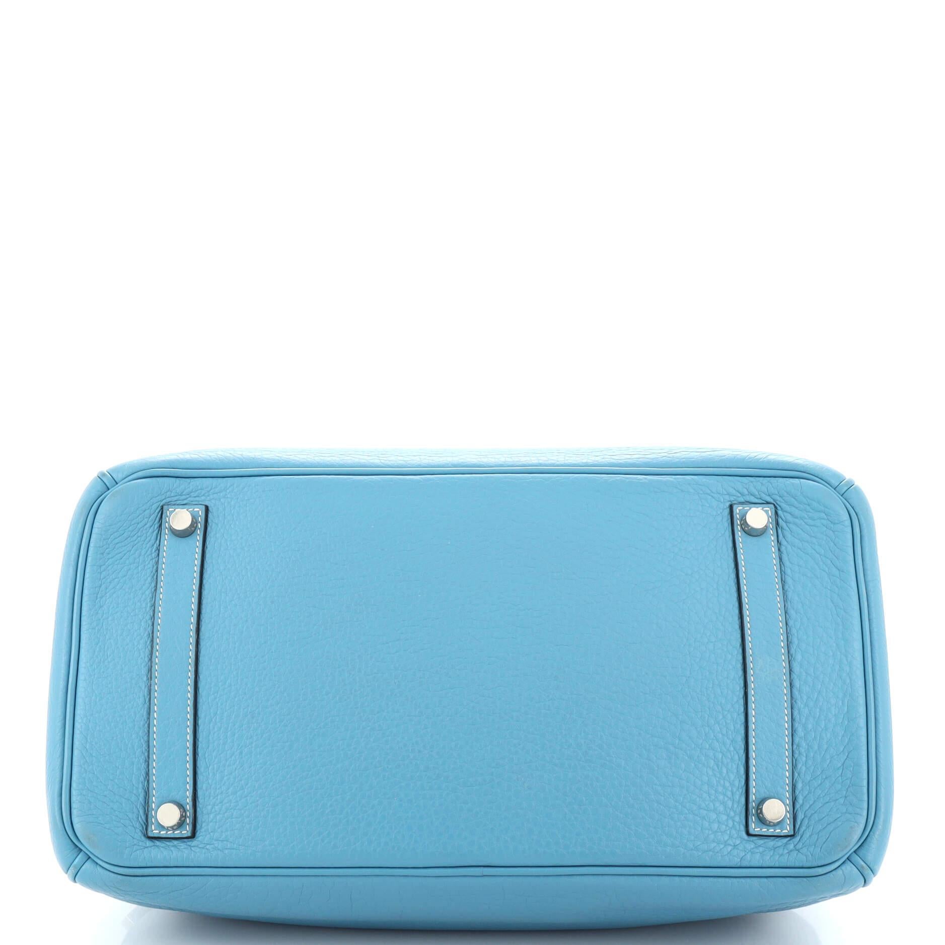 Women's Hermes Birkin Handbag Bleu Jean Clemence with Palladium Hardware 35