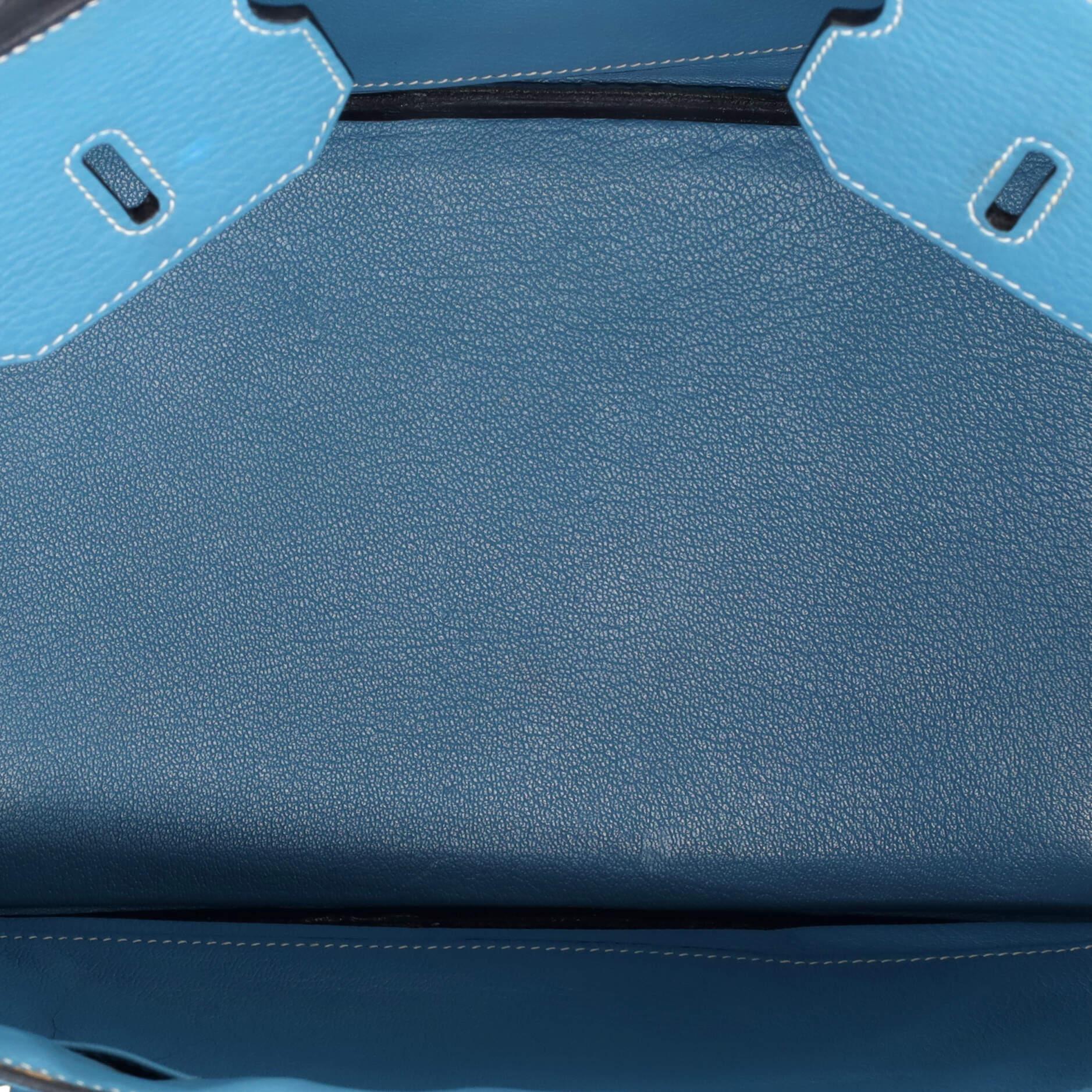 Hermes Birkin Handbag Bleu Jean Clemence with Palladium Hardware 35 1