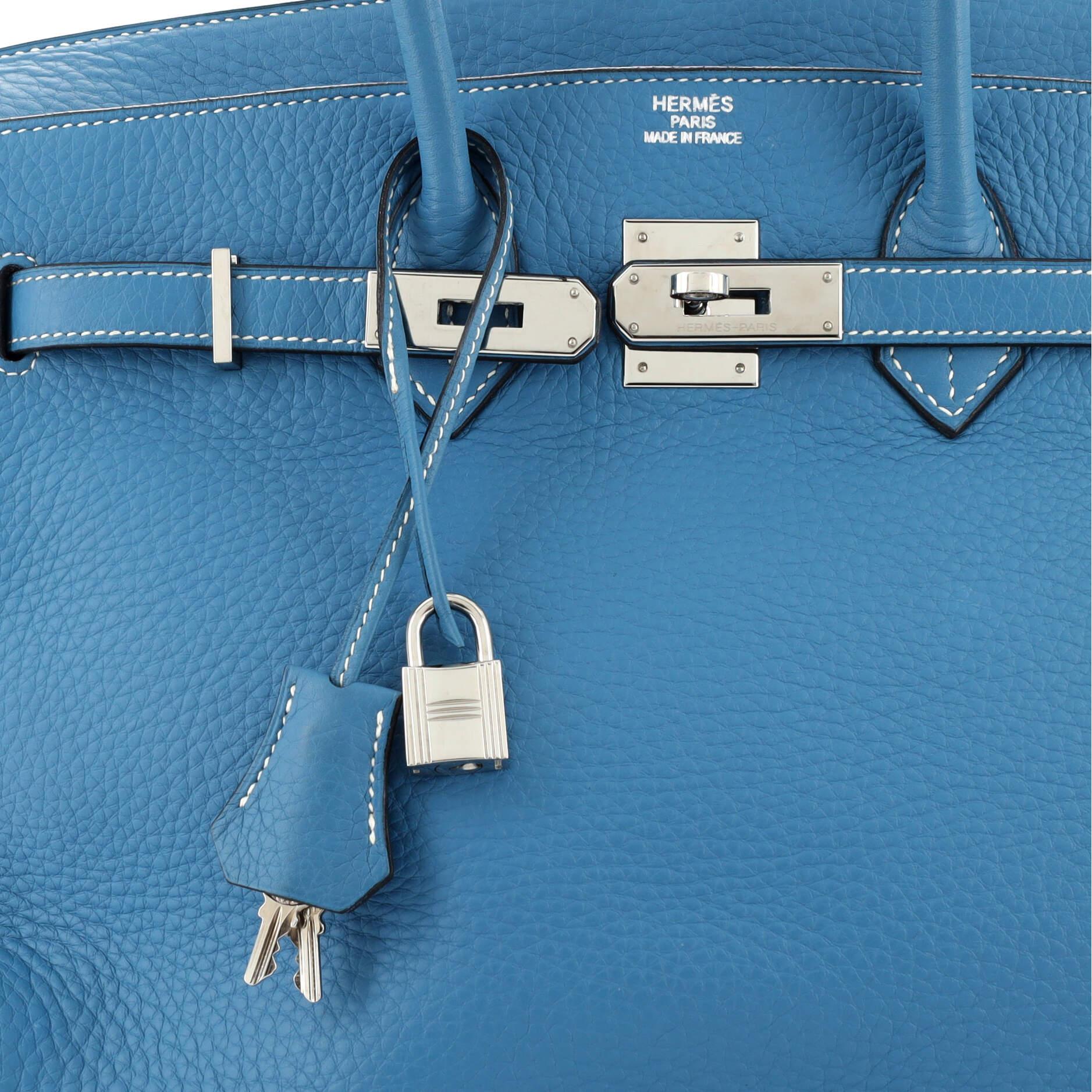 Hermes Birkin Handbag Bleu Jean Clemence with Palladium Hardware 35 3