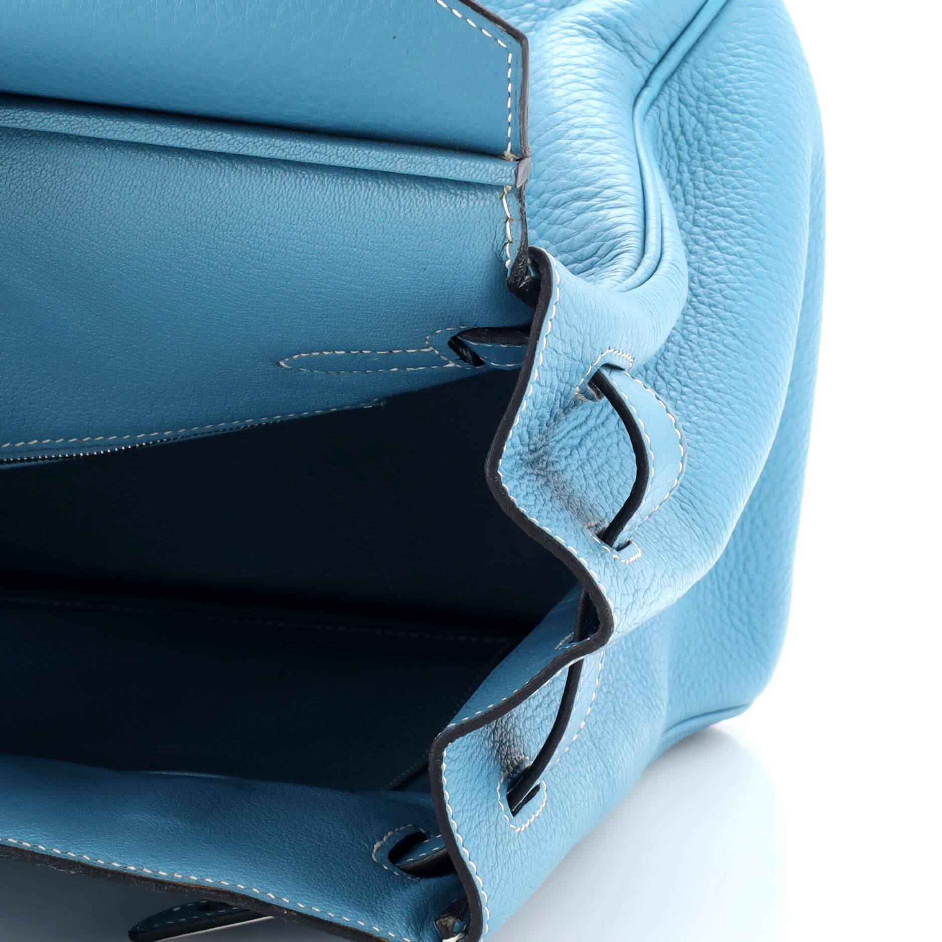 Hermes Birkin Handbag Bleu Jean Clemence with Palladium Hardware 35 4