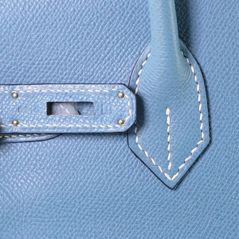 Hermes Birkin Handbag Bleu Jean Epsom with Palladium Hardware 30 5