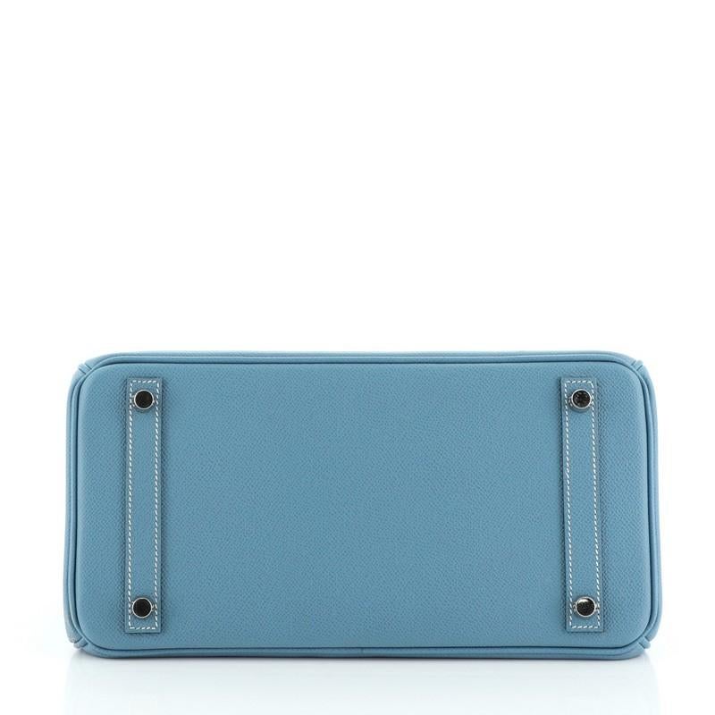 Women's or Men's Hermes Birkin Handbag Bleu Jean Epsom with Palladium Hardware 30