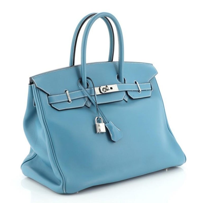 Blue Jean Birkin Bag by Hermes with Palladium Hardware - Handbags & Purses  - Costume & Dressing Accessories