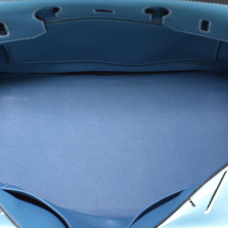 Hermes Birkin Handbag Bleu Jean Swift with Palladium Hardware 35 In Fair Condition In NY, NY