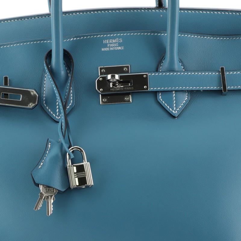 Women's or Men's Hermes Birkin Handbag Bleu Jean Swift with Palladium Hardware 35