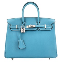 Hermes Birkin Handbag Bleu Jean Togo with Palladium Hardware 25