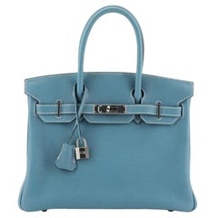 Hermes Birkin Handbag Bleu Jean Togo with Palladium Hardware 30