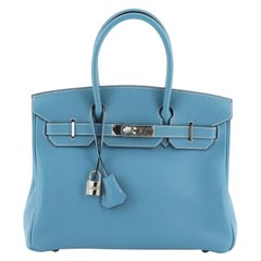 Hermes Birkin Handbag Bleu Jean Togo with Palladium Hardware 30