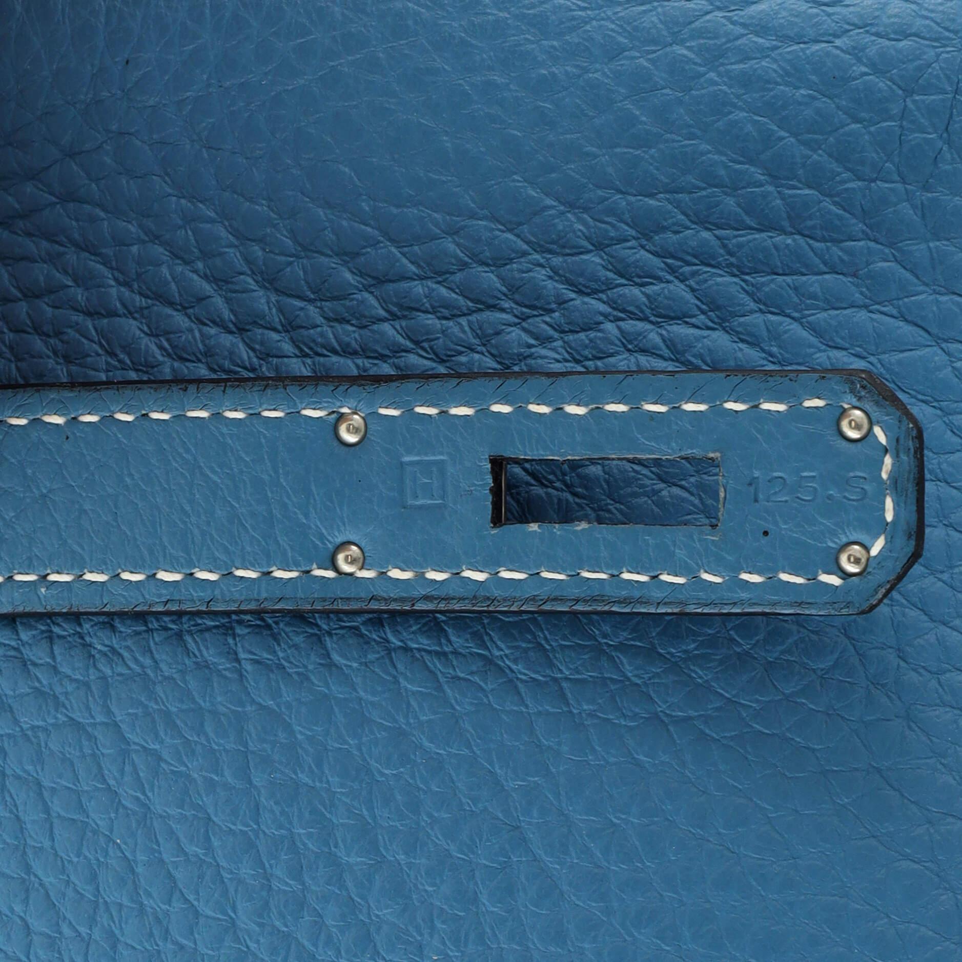 Hermes Birkin Handbag Bleu Jean Togo with Palladium Hardware 35 For Sale 6
