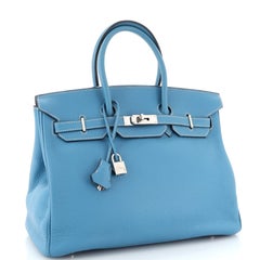 Hermes Birkin Handbag Bleu Jean Togo with Palladium Hardware 35