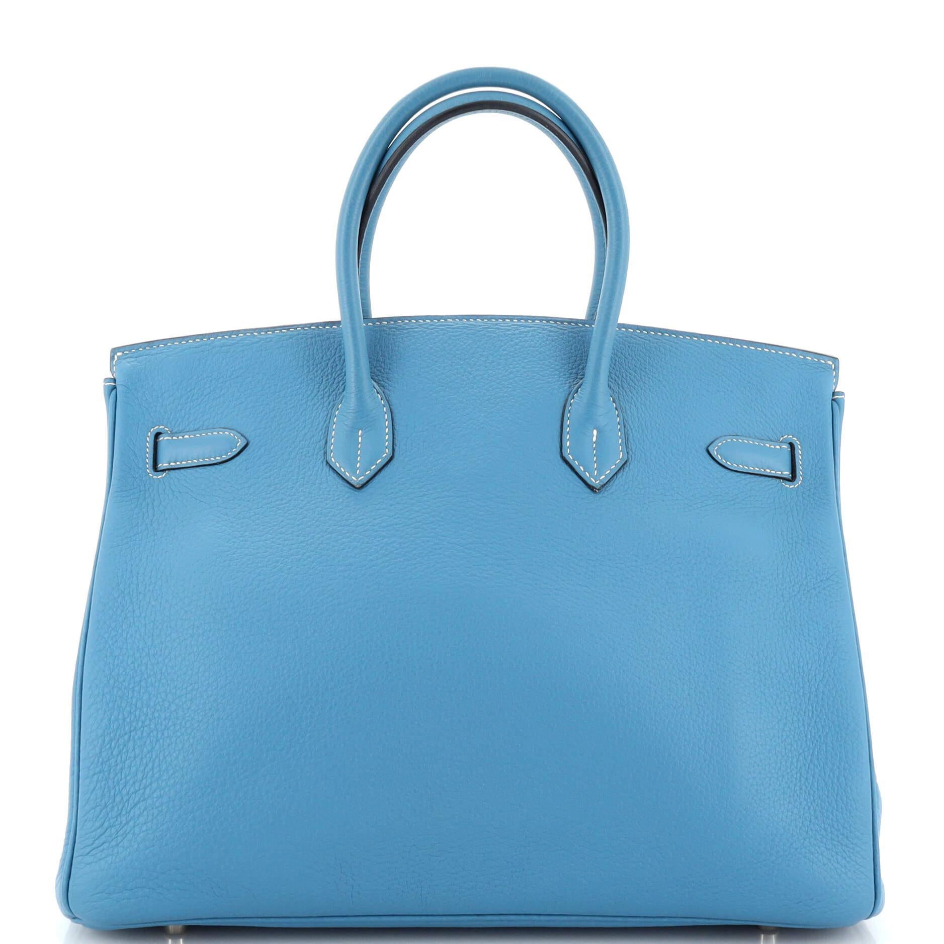 Hermes Birkin Handbag Bleu Jean Togo with Palladium Hardware 35 In Good Condition For Sale In NY, NY