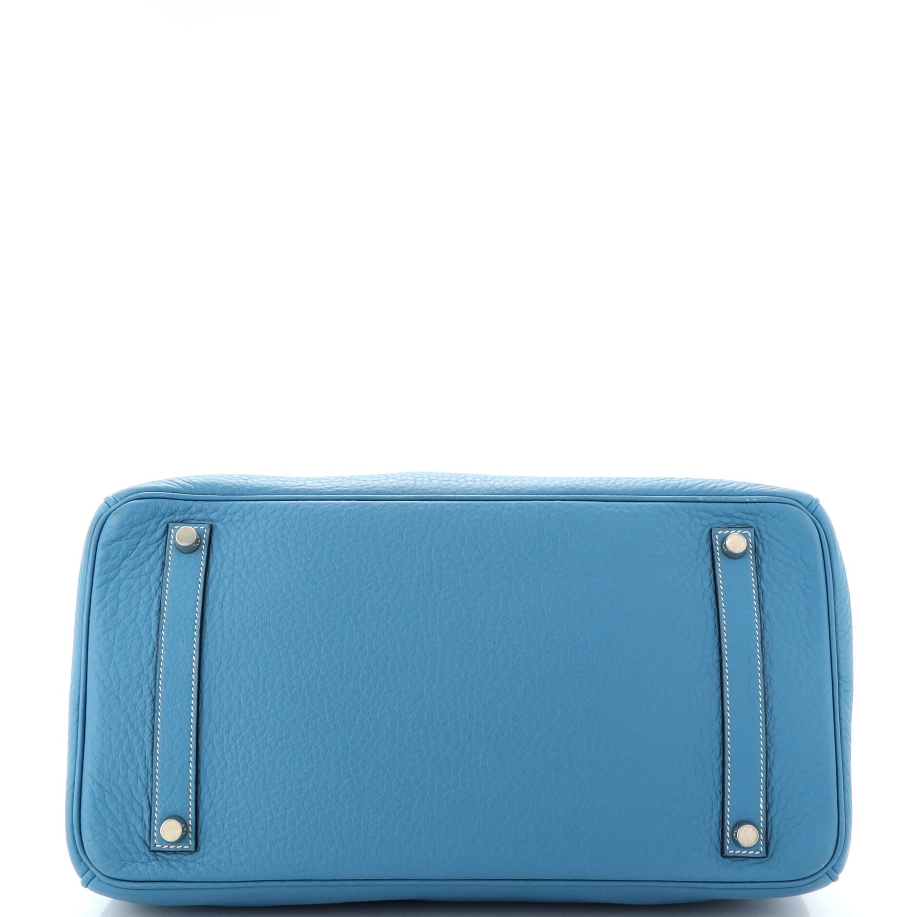 Women's or Men's Hermes Birkin Handbag Bleu Jean Togo with Palladium Hardware 35 For Sale