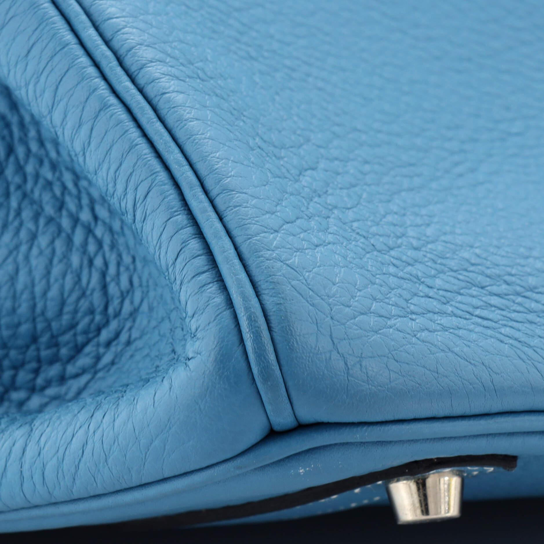 Hermes Birkin Handbag Bleu Jean Togo with Palladium Hardware 35 For Sale 4