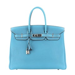 Hermes  Birkin Handbag Bleu Jean Togo with Palladium Hardware 35