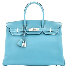 Hermes Birkin Handbag Bleu Jean Togo with Palladium Hardware 35