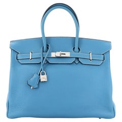 Hermes Birkin Handbag Bleu Jean Togo with Palladium Hardware 35