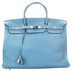 Hermes Birkin Handbag Bleu Jean Togo with Palladium Hardware 40