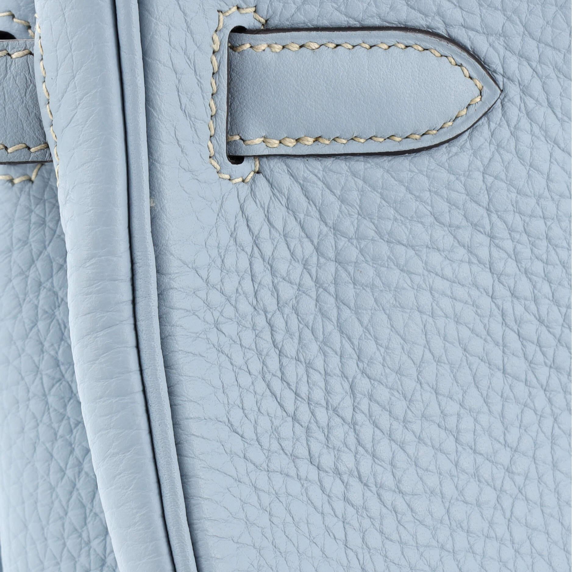 Hermes Birkin Handbag Bleu Lin Clemence with Palladium Hardware 30 For Sale 5